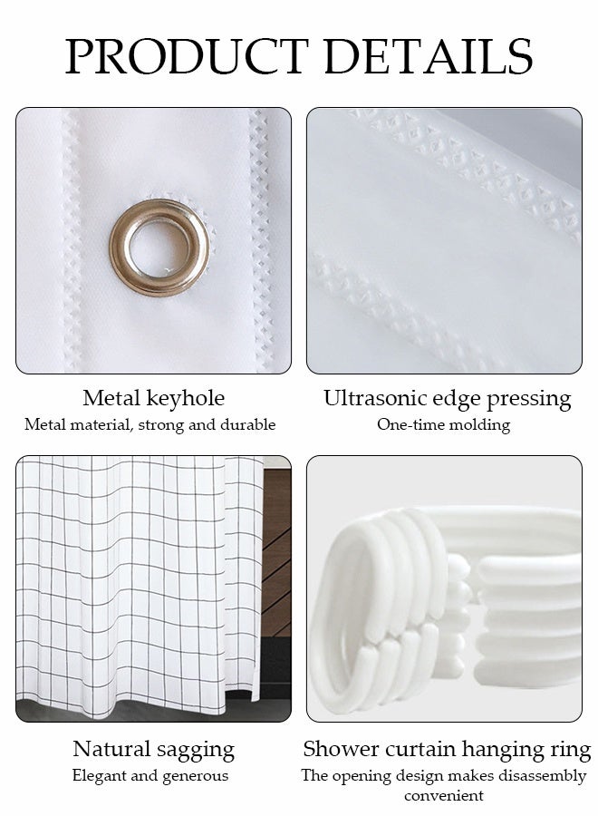 DUNISO ستارة دش مقاومة للماء، ستائر حمام سميكة، امتصاص الرطوبة والمتانة، مقاومة للماء وتجفيف سريع، مضادة للعفن، مع خطافات، للحمام وحوض الاستحمام، 120*180 سم - Image 4