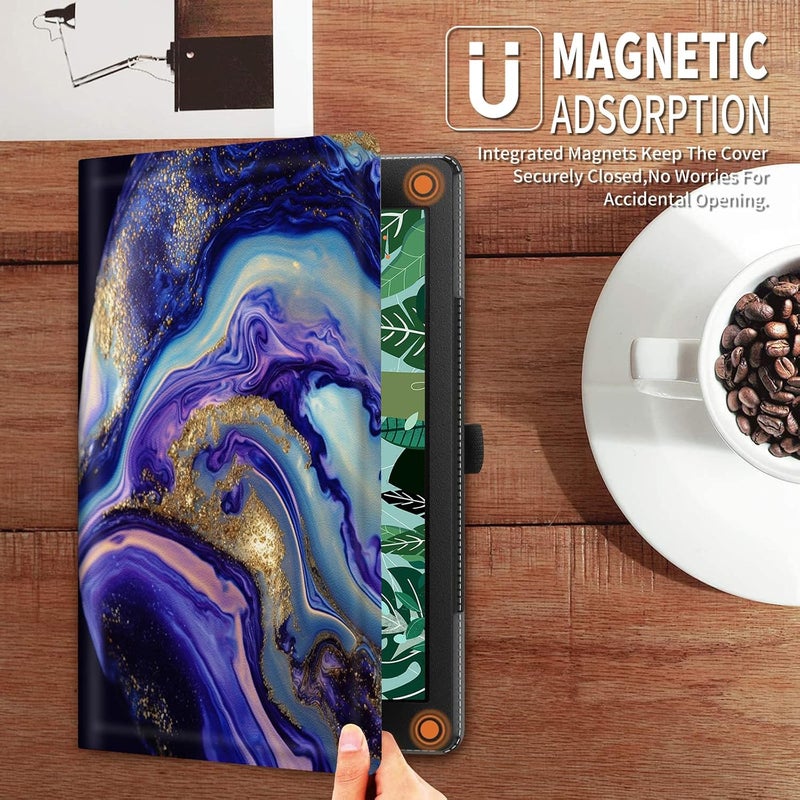 FUYOCWE for Fire HD 10 Case 2021,Fire HD 10 Plus Tablet Case (11th Generation, 2021 Release), Multi-Angle Slim Stand Smart Cover Cases for New Amazon Kindle Fire HD 10 10.1"-Purple and Blue Marble - Image 4