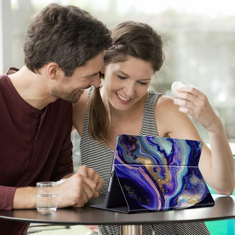 FUYOCWE for Fire HD 10 Case 2021,Fire HD 10 Plus Tablet Case (11th Generation, 2021 Release), Multi-Angle Slim Stand Smart Cover Cases for New Amazon Kindle Fire HD 10 10.1"-Purple and Blue Marble - Image 3