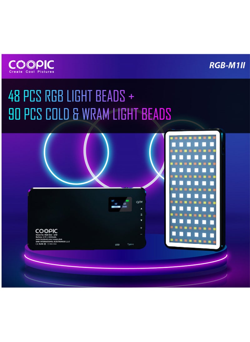 COOPIC Create Cool Pictures RGB-M1 II 2500K-9000K Pocket RGB LED Light, 360°, 16M Colors, CRI ≥95, 24 Scene Modes, 4000mAh Battery for Photography & Vlogging - Image 2
