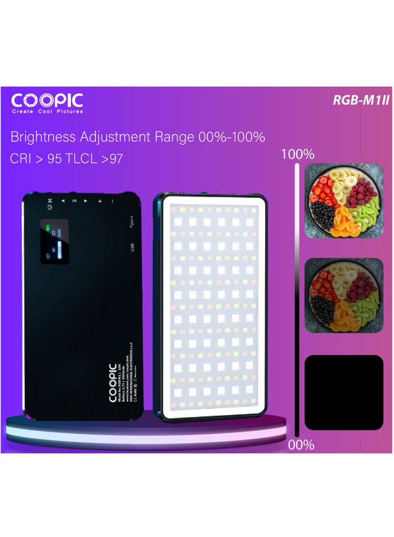 COOPIC Create Cool Pictures RGB-M1 II 2500K-9000K Pocket RGB LED Light, 360°, 16M Colors, CRI ≥95, 24 Scene Modes, 4000mAh Battery for Photography & Vlogging - Image 3