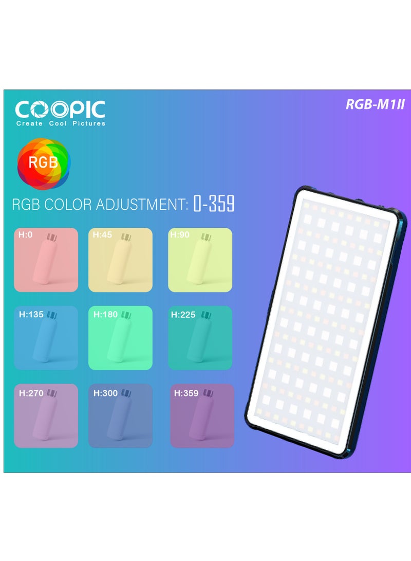 COOPIC Create Cool Pictures RGB-M1 II 2500K-9000K Pocket RGB LED Light, 360°, 16M Colors, CRI ≥95, 24 Scene Modes, 4000mAh Battery for Photography & Vlogging - Image 4