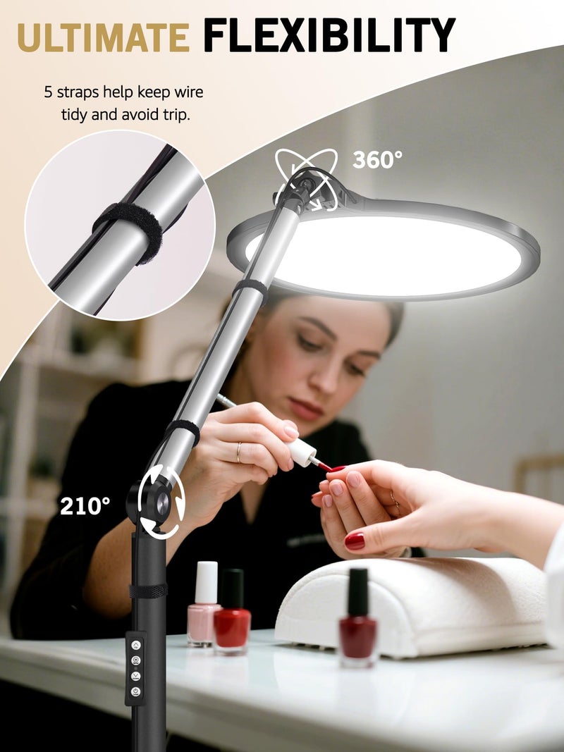 Arsoer Lash Light for Eyelash Extensions, Floor Lamp with Moveable Stand & Flexible Arm, Esthetician Light with Adjustable Height & Color Temperature for Nail Art/Tattoo/Beauty/Makeup/Eyebrow/Skincare/Craft - Image 4