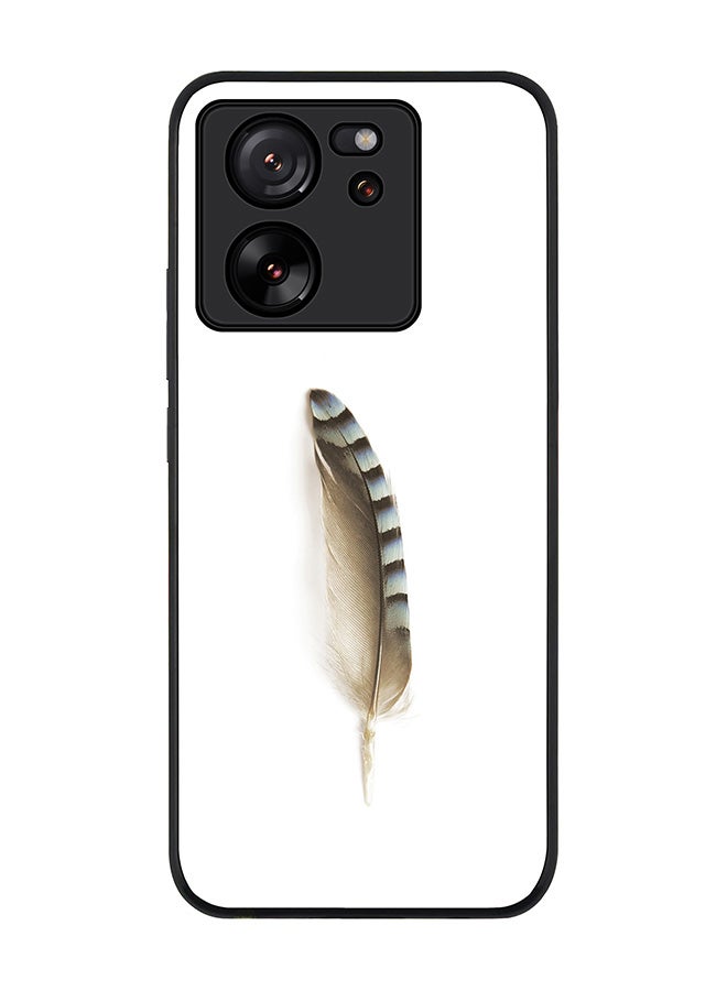 Stylizedd Rugged Black Edge case for Xiaomi 13T / Xiaomi 13T Pro, Slim fit Soft Case Flexible Rubber Edges Anti Drop TPU Gel Thin Cover - Lonely Feather - Image 1