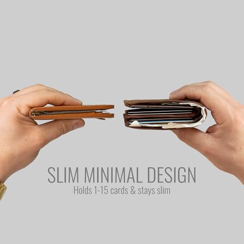 Kings Loot Wallet for Men | Minimalist Slim RFID Blocking Leather Design with Cash Pocket & Card Pull Strap | Holds 1-15 Cards | Stylish & Durable Wallets (Umber) - Image 3