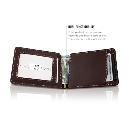 Kings Loot Wallet for Men | Minimalist Slim RFID Blocking Leather Design with Cash Pocket & Card Pull Strap | Holds 1-15 Cards | Stylish & Durable Wallets (Umber) - Image 4