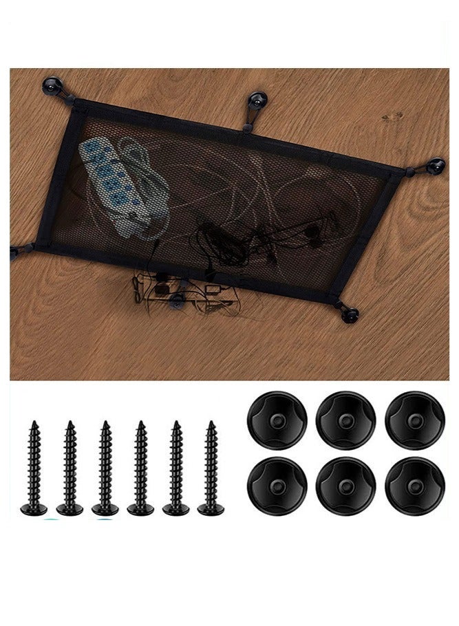 Under Desk Cord Organizer, Cable Management Organizer Net, 25.2"X9.8", Includes 1 Cable Net, 6 Hooks and 6 Screws, Invisible Desk Cord Storage Solution for Hiding Wires in Home Office Setups (Black) - Image 1