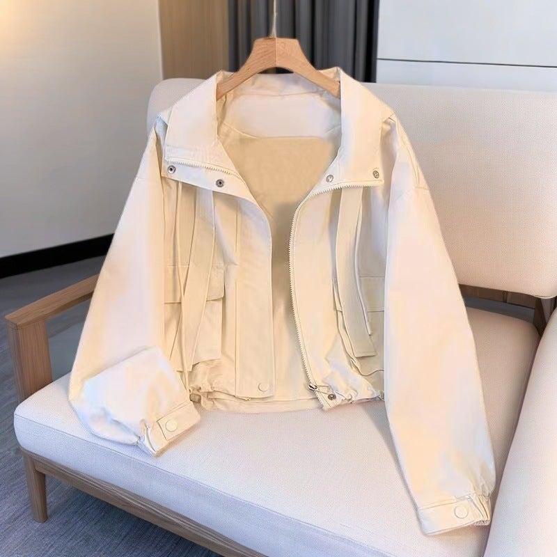 Short Hooded Jacket Spring Loose Casual Thin Work Jacket Top - Image 2