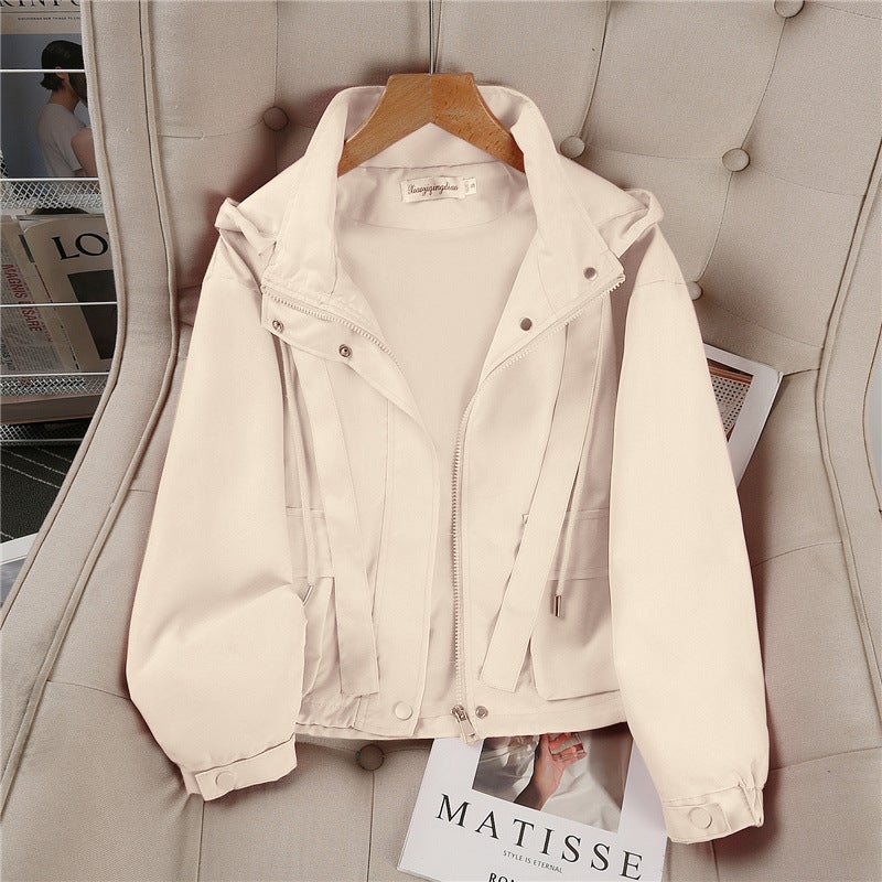 Short Hooded Jacket Spring Loose Casual Thin Work Jacket Top - Image 4