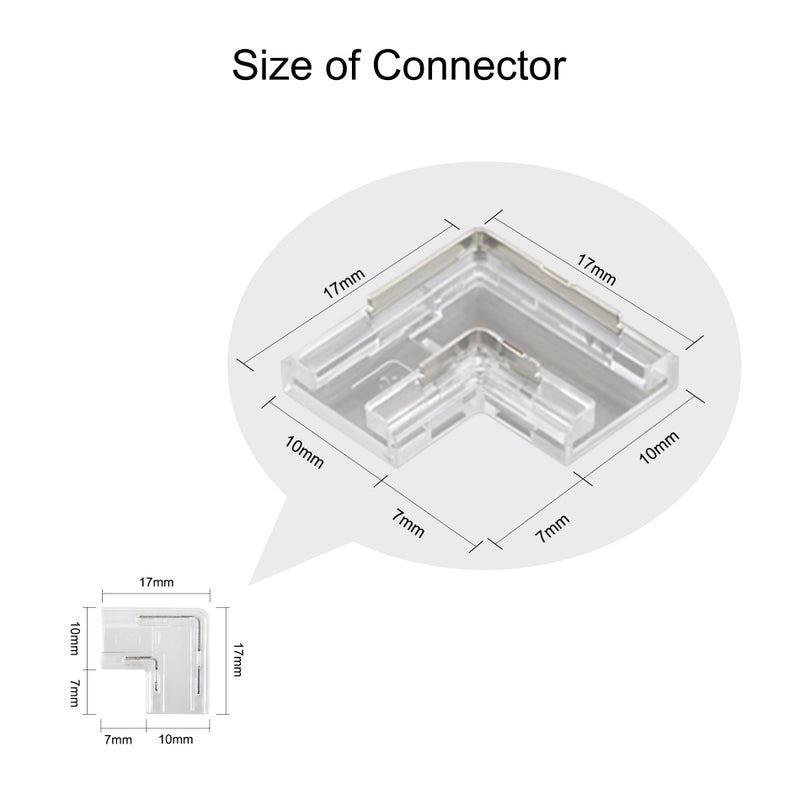 Tatazone 8pcs 2PIN Transparent L Shape COB Connectors for Single Color COB Light Strips Solerless Corner Connection (0.39(8mm)-2PIN-L Shape) - Image 5