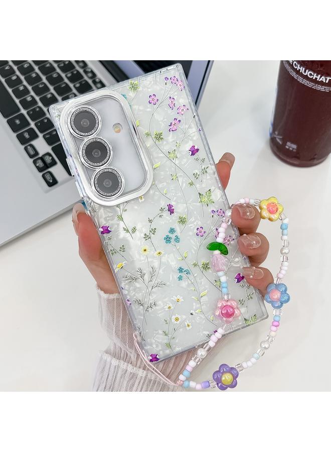 S-TOP Case For Samsung Galaxy S24+ 5G Electroplating Flower Texture Wristband TPU Phone Case - Image 1