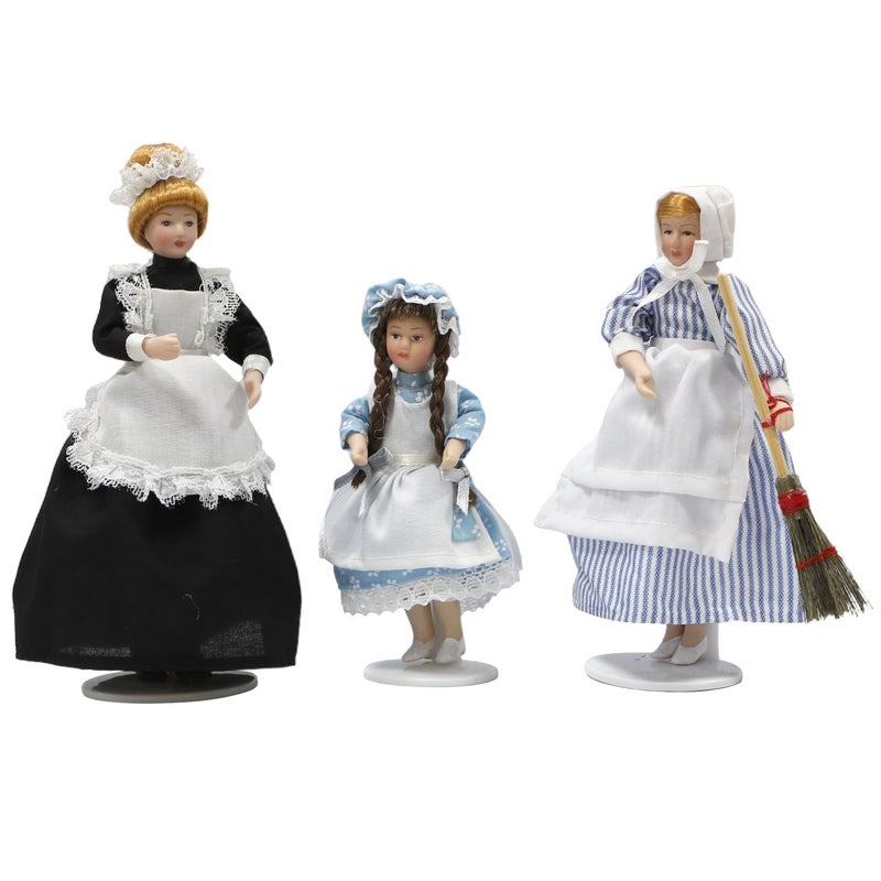 iland Victorian Dollhouse People for 1 12 Scale Accessories 6 inch Miniature Dolls for Dollhouse Little People Figures Doll House Set Cute Realistic - Image 3