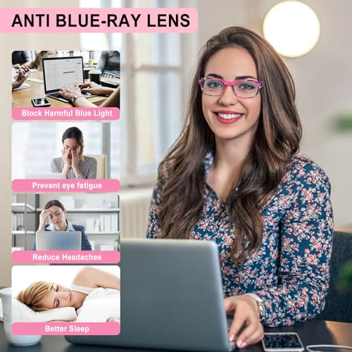 BLOEXCLU 6 Pack Reading Glasses for Women Men Blue Light Blocking Spring Hinge Computer Readers, Anti Eyestrain/Glare (6 Mixed C2, 1.5, Diopters) - Image 3