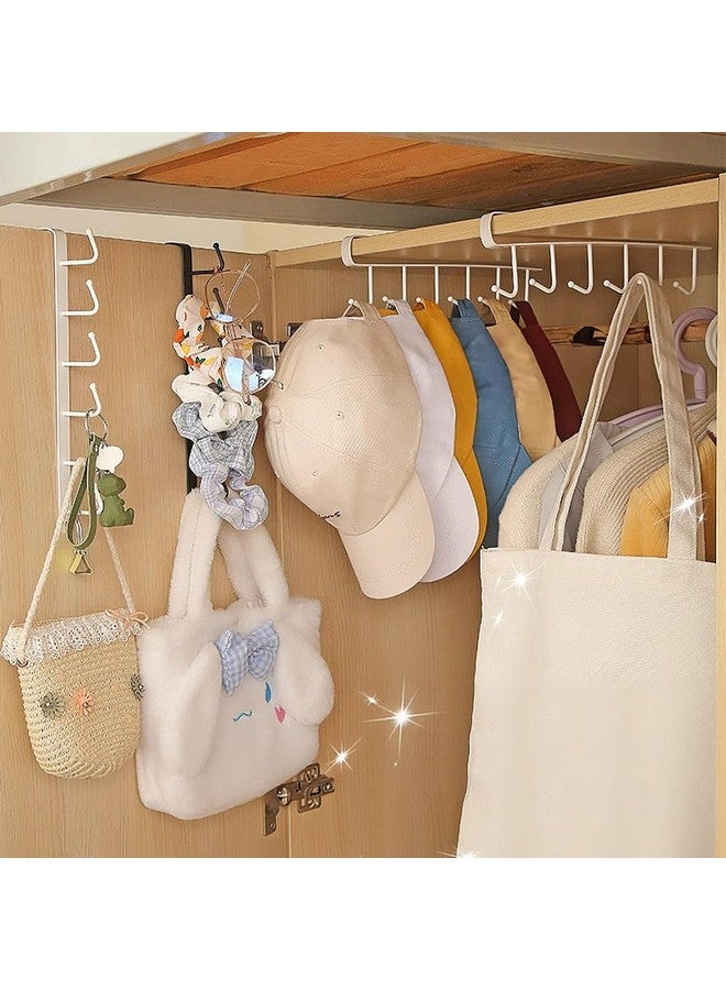 wolpin Wolpin 1 Pc Multiple Hooks Hanger Dressing Table Wardrobe Clothes Storage Over The Door Organizer Rack for Hairband, Scarf, Bags, Cups Kitchen Multipurpose, White  - Image 1