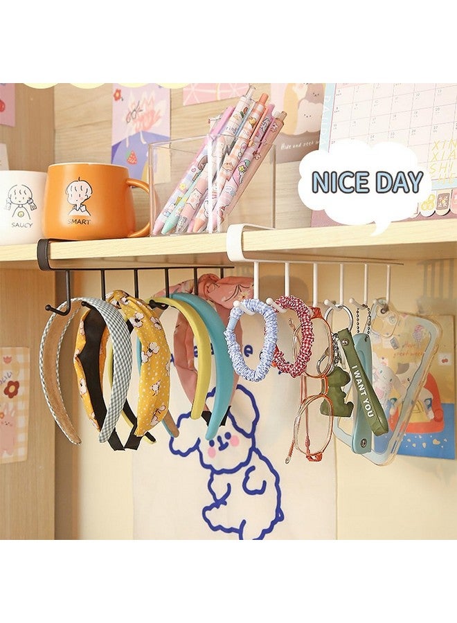 wolpin Wolpin 1 Pc Multiple Hooks Hanger Dressing Table Wardrobe Clothes Storage Over The Door Organizer Rack for Hairband, Scarf, Bags, Cups Kitchen Multipurpose, White  - Image 3