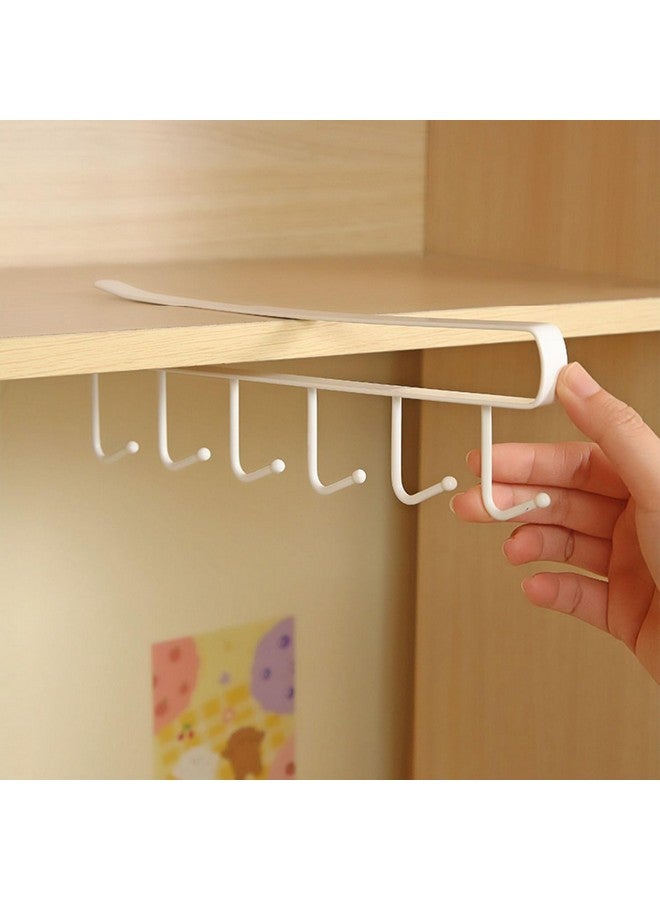 wolpin Wolpin 1 Pc Multiple Hooks Hanger Dressing Table Wardrobe Clothes Storage Over The Door Organizer Rack for Hairband, Scarf, Bags, Cups Kitchen Multipurpose, White  - Image 2
