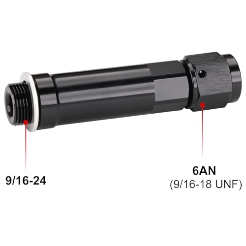Podavelle 6AN Female Flare to 91624 Carb Carburetor Inlet Fitting Adapter 3 Inch Extended Length Aluminum Black Pack of 2 - Image 3