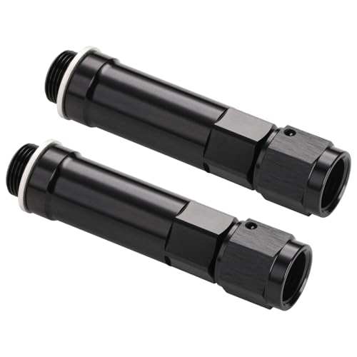 Podavelle 6AN Female Flare to 91624 Carb Carburetor Inlet Fitting Adapter 3 Inch Extended Length Aluminum Black Pack of 2 - Image 1
