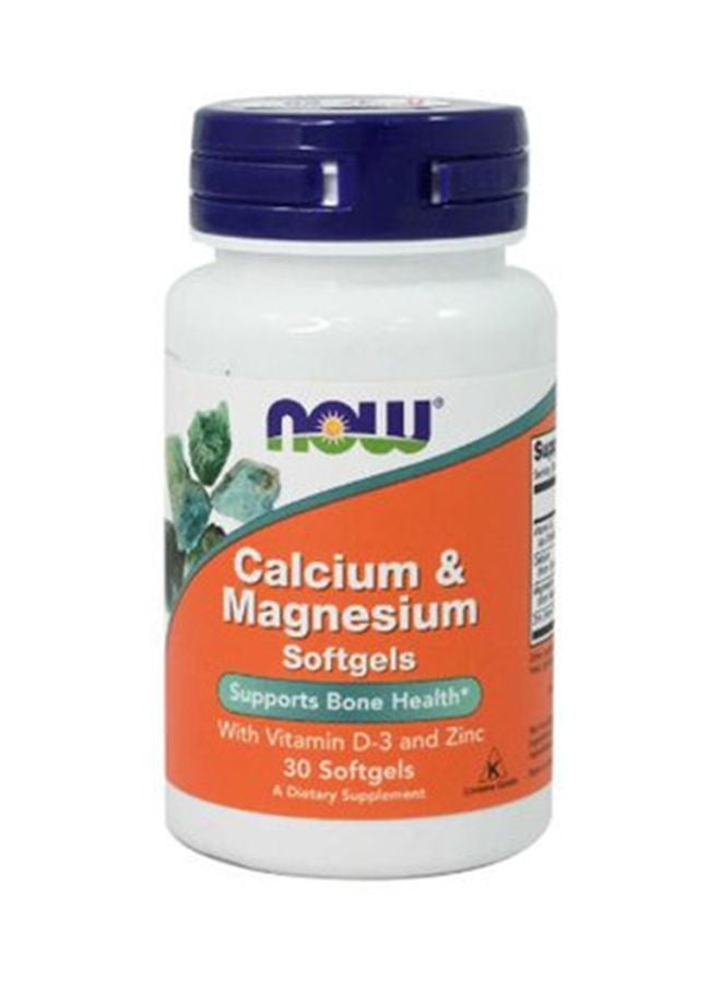 now Calcium and Magnesium Support Bone Health with Vitamin D3 and Zinc 30 Softgel