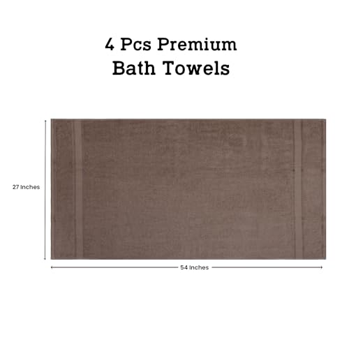 Casa Lino Brown Bath Towels Set of 4 (54" x 27") - Large Bathroom Towel Set - 100% Cotton Towels for Bathroom - Highly Absorbent & Quick Dry Bath Towel Multipack - New Apartment Essentials - Image 4