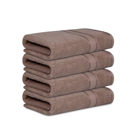 Casa Lino Brown Bath Towels Set of 4 (54" x 27") - Large Bathroom Towel Set - 100% Cotton Towels for Bathroom - Highly Absorbent & Quick Dry Bath Towel Multipack - New Apartment Essentials - Image 2