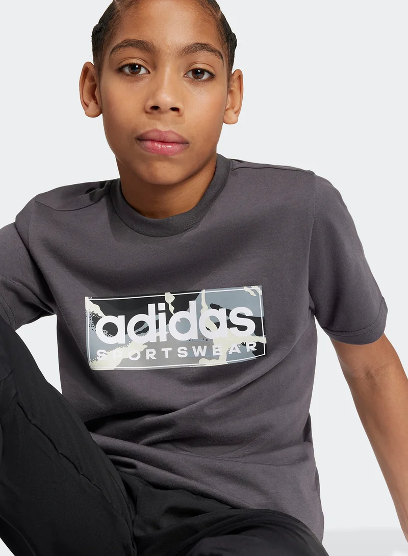 Adidas Youth Lin Camo T-Shirt