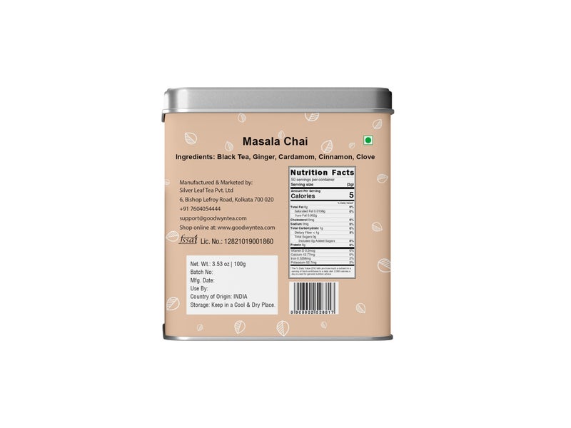 Goodwyn Kadak Masala Chai (100g) - Assam Tea with Cardamom, Cinnamon, Clove, Ginger & Black Pepper | Black & Milk Tea | Boosts Immunity, Aids Digestion & Energy | Export Quality | Reusable Tin Can - Image 4