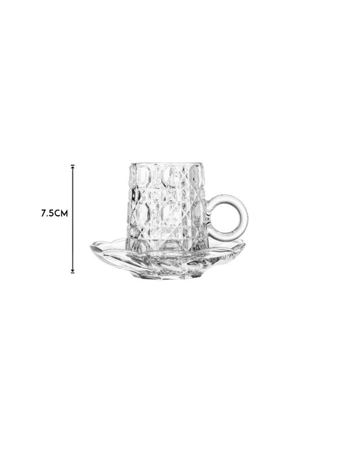 Saudi tea and coffee cups set with saucers made of clear glass, consisting of 6 cups + 6 tea saucers + 6 Saudi coffee cups - Image 2