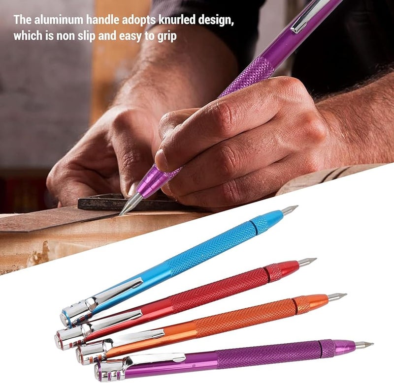 قلم كاشط من كربيد التنجستن 4 قطع مع 8 رؤوس مقبض ألومنيوم مخرّم أداة تحديد مغناطيسية - Image 3