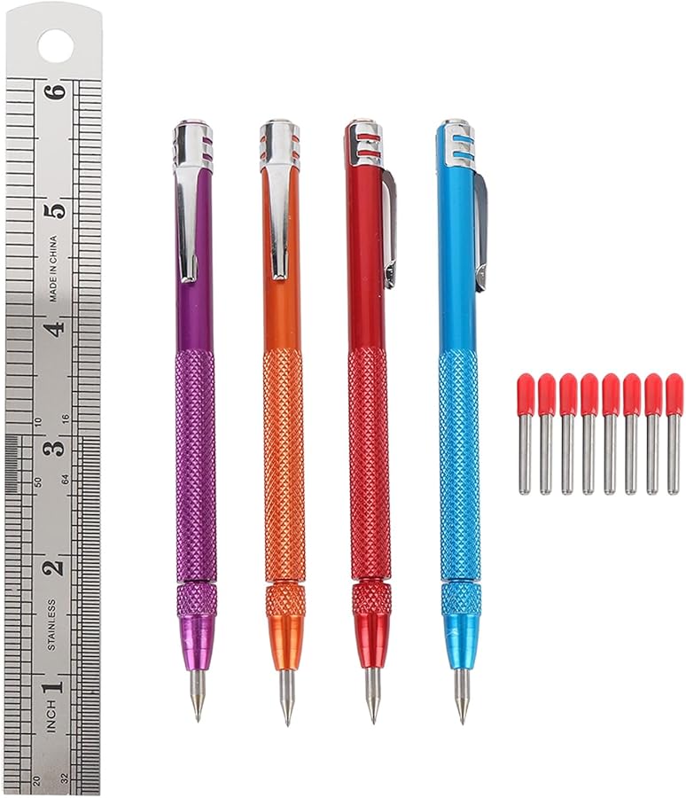 قلم كاشط من كربيد التنجستن 4 قطع مع 8 رؤوس مقبض ألومنيوم مخرّم أداة تحديد مغناطيسية - Image 1