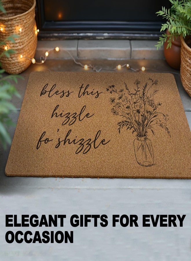 huester Funny Floral Door Mat, Funny Welcome Mat, Bless This Hizzle Fo Shizzle Minimalist Wildflowers Decorative Home Indoor Outdoor Porch Front Door Entrance Outside Welcome Doormat, 17x30 Inch - Image 2
