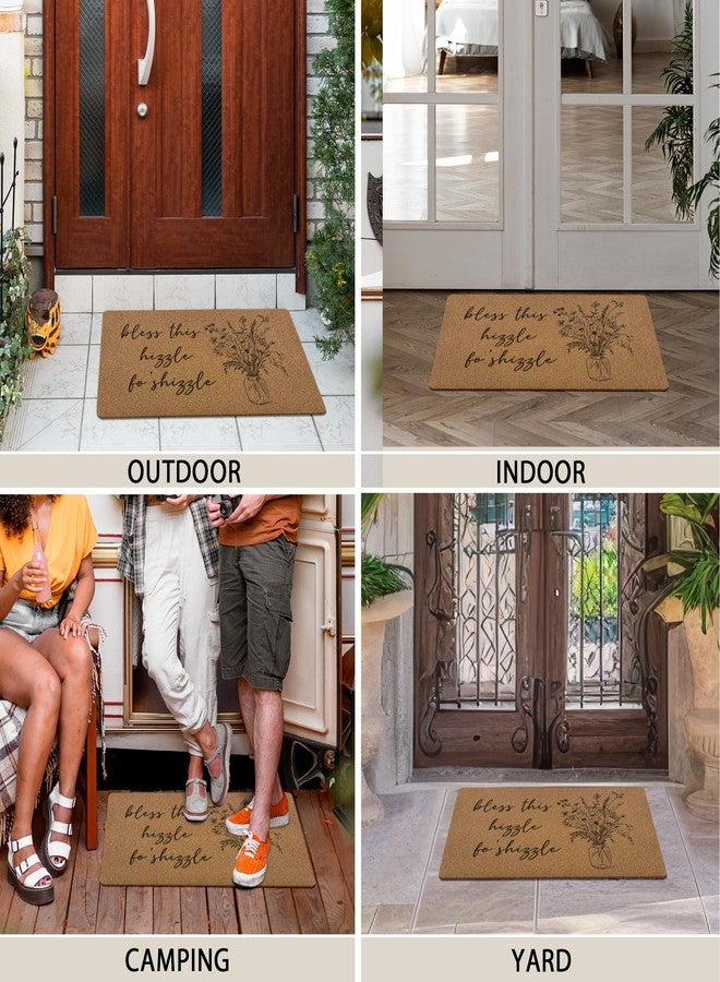 huester Funny Floral Door Mat, Funny Welcome Mat, Bless This Hizzle Fo Shizzle Minimalist Wildflowers Decorative Home Indoor Outdoor Porch Front Door Entrance Outside Welcome Doormat, 17x30 Inch - Image 5