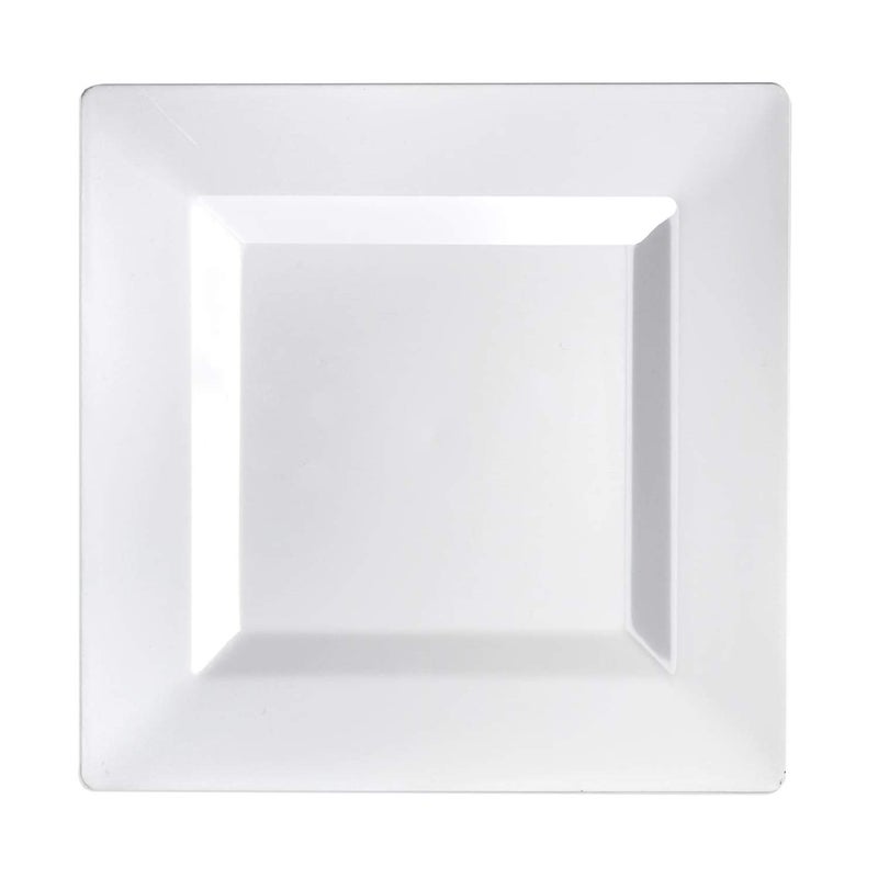 Party Essentials Party Supplies Disposable Classic Square Plastic Plates for WeddingAll Occasions 65 70Count White