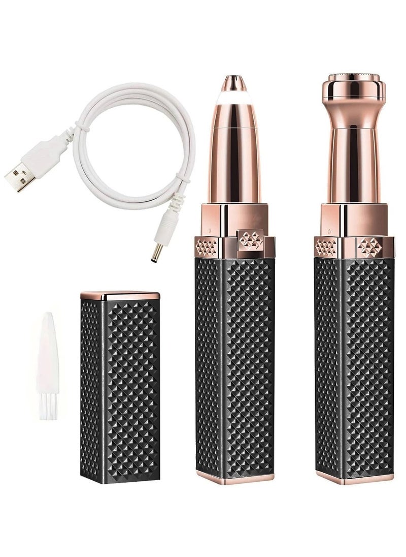 VIO 2 in 1 Facial Women Hair Remover Eyebrow Trimmer Rechargeable Painless Precision Lipstick Style Razor Trimmer for Facial Body Hair Shaver for Lips Nose Chin Face  - Image 3