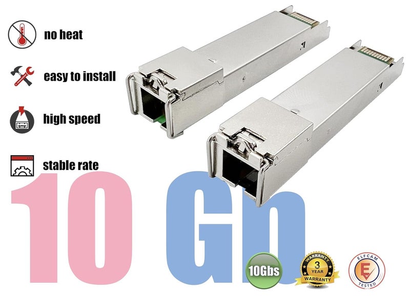 Elfcam® - 1 Pair 10Gbps SFP+ BiDi Fiber Transceiver Module, with SC Simplex Single Mode Fiber Port, Compatible with Cisco and Open Switch, DDM 20km - Image 2