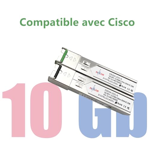 Elfcam® - 1 Pair 10Gbps SFP+ BiDi Fiber Transceiver Module, with SC Simplex Single Mode Fiber Port, Compatible with Cisco and Open Switch, DDM 20km - Image 3