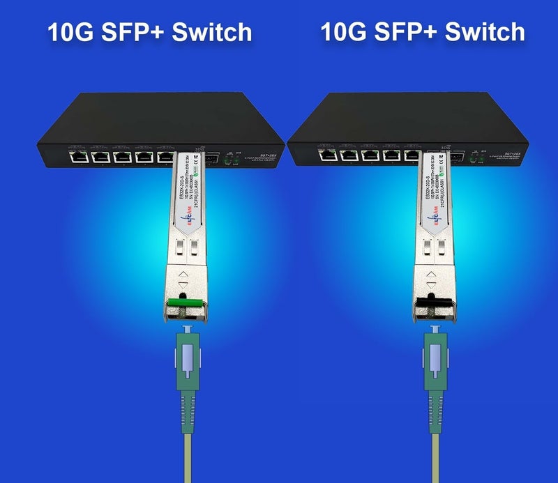 Elfcam® - 1 Pair 10Gbps SFP+ BiDi Fiber Transceiver Module, with SC Simplex Single Mode Fiber Port, Compatible with Cisco and Open Switch, DDM 20km - Image 5