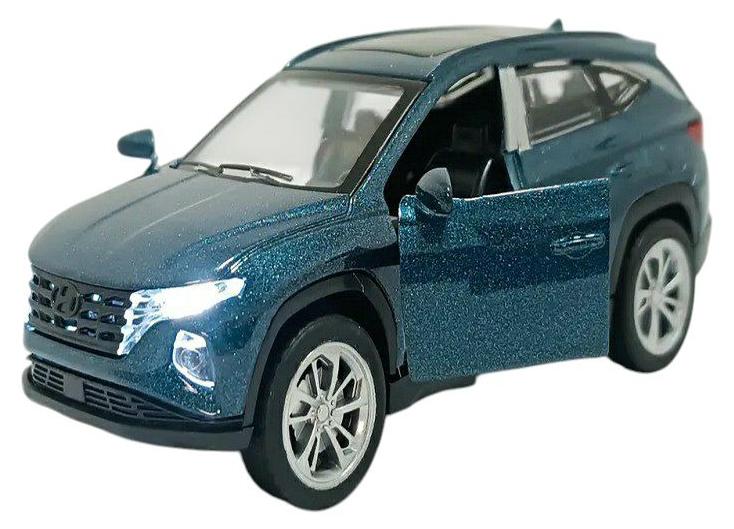داي كاست سيارة هيونداي توسان SUV نموذج مصبوب بمقياس 1/46 مع أضواء وصوت – سيارة رياضية مصنوعة من سبيكة معدنية مصبوبة – أبواب أمامية تفتح – الحجم حوالي 12.7 سم (بدون صندوق – أزرق ميتاليك) - Image 1