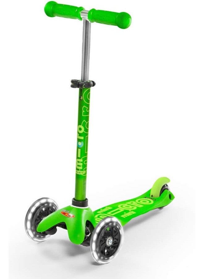 Micro Scooters - Mini Deluxe Green with LED Wheels MMD051 |Adjustable Handlebar |3 Wheels |Max Load 50KG | Scooter for Kids | Kids Scooter | Scooter with LED Wheels | Scooter for Kids 2-5 Years - Image 1