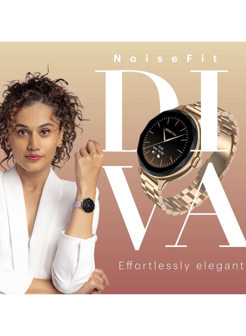 Noise Diva with Diamond Cut Dial, Glossy Metallic Finish, AMOLED Display, Premium Metal Straps, 100+ Watch Faces, Female Cycle Tracker Smart Watch for Women (Metallic Black)  - Image 5