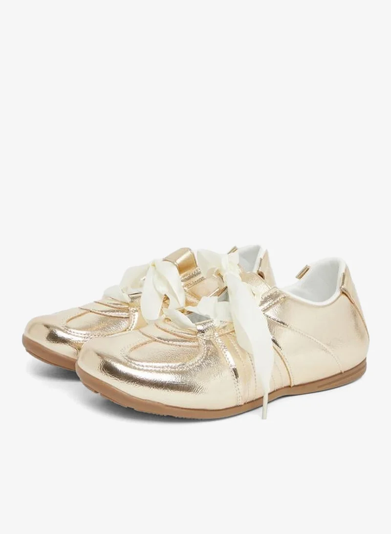 Styli Metallic Look Ribbon Trim Sneakers