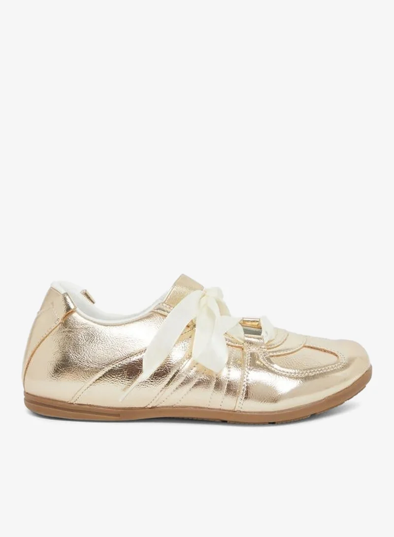 Styli Metallic Look Ribbon Trim Sneakers