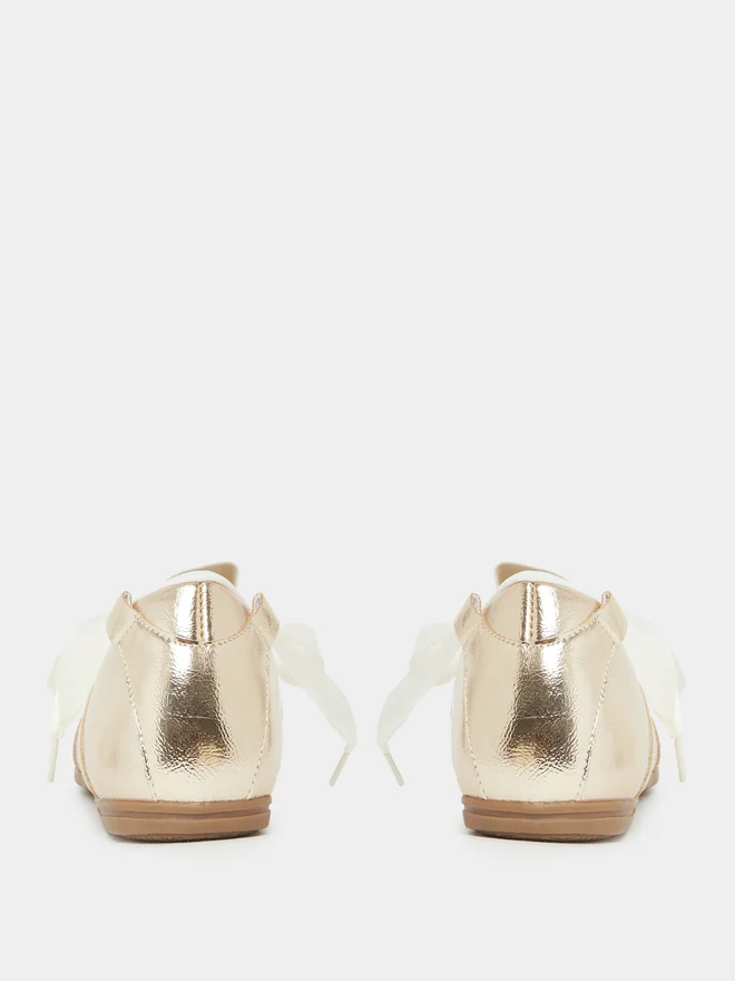 Styli  Metallic Look Ribbon Trim Sneakers for Women | Best Price UAE