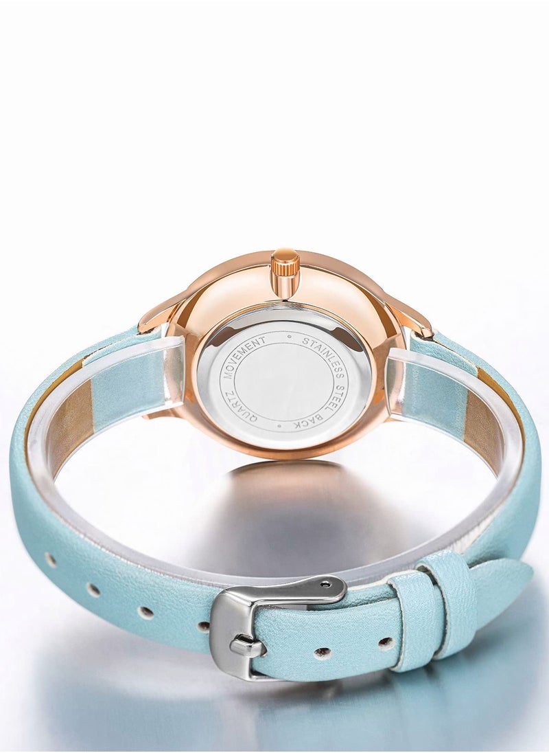 roaiss - Fashion Waterproof Watches for Women with Leather Strap Small Blue Japanese Quartz Wristwatch as Gift for Ladies - Image 1