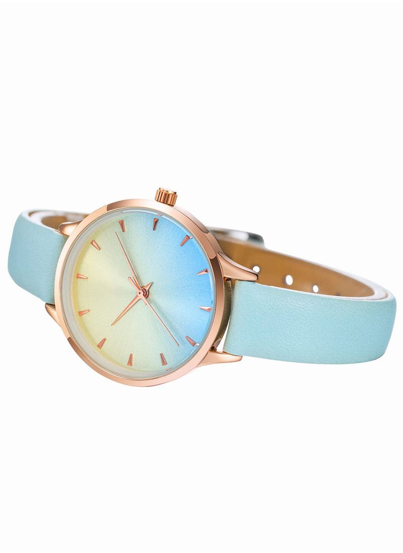roaiss - Fashion Waterproof Watches for Women with Leather Strap Small Blue Japanese Quartz Wristwatch as Gift for Ladies - Image 1