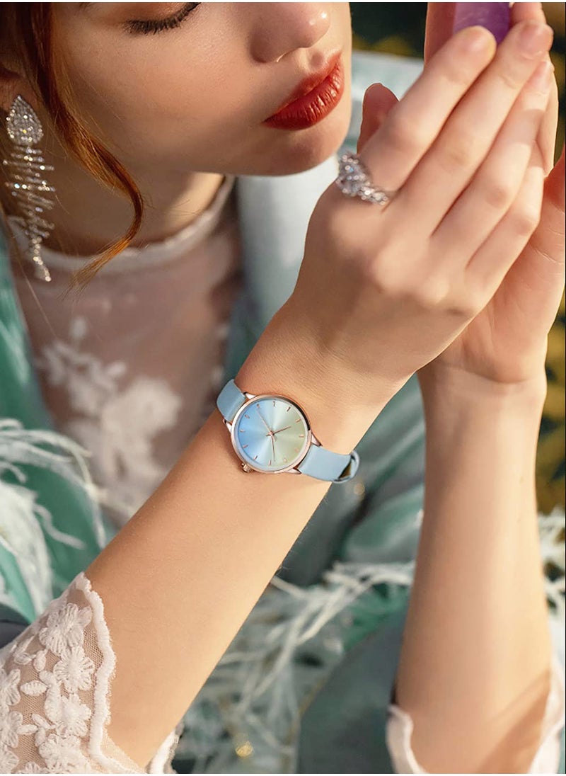 roaiss - Fashion Waterproof Watches for Women with Leather Strap Small Blue Japanese Quartz Wristwatch as Gift for Ladies - Image 1