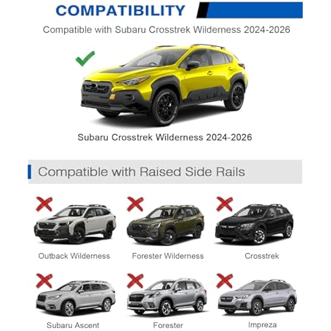 rayihni 220lbs Roof Rack Cross Bars Compatible with 24-25 Subaru crosstrek Wilderness - Image 3