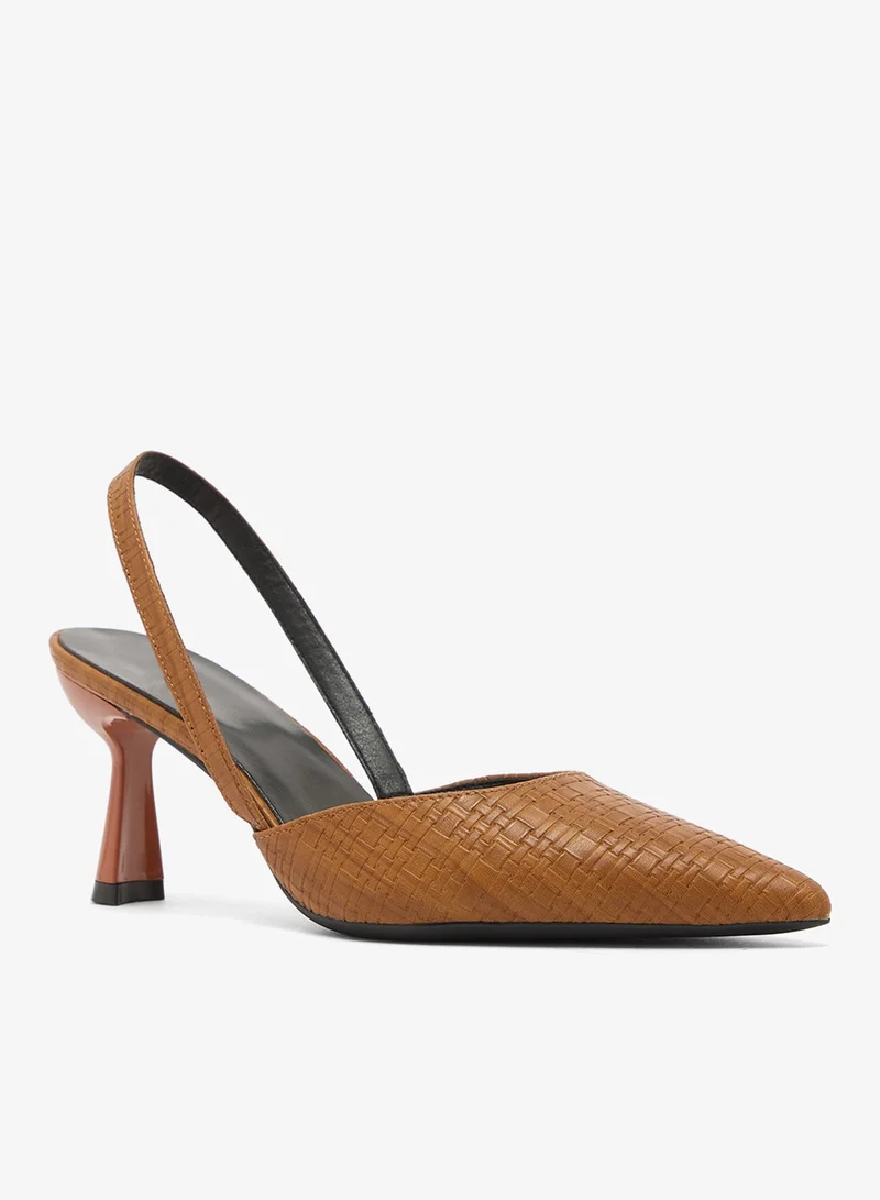 ELLA Textured Detail Mid Heel Sling Back Pumps
