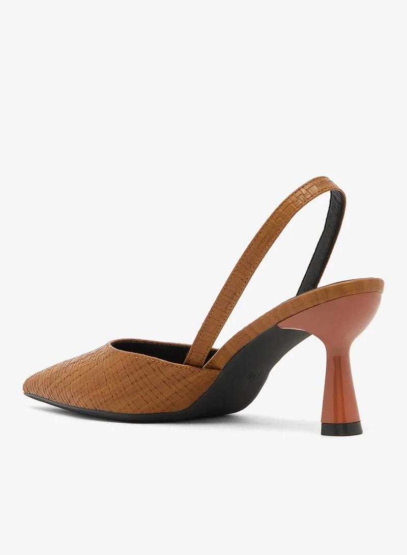 ELLA Textured Detail Mid Heel Sling Back Pumps