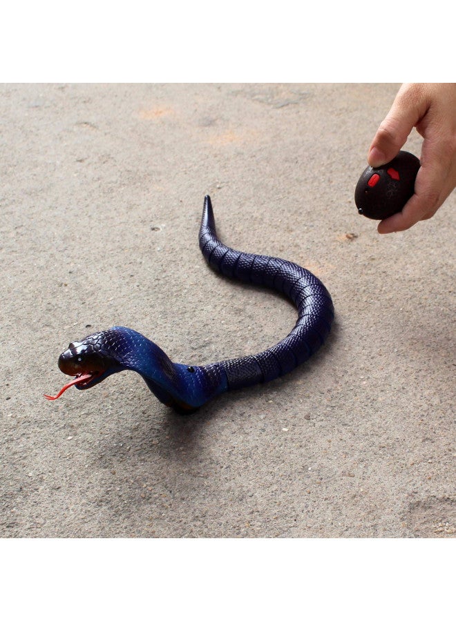 Tipmant Tipmant RC Snake Infrared Remote Control Cobra Fake Realistic Naja Animal Crawling Vehicle Scary Trick Kids Halloween Christmas Prank Toys Birthday Gifts (Blue) - Image 3